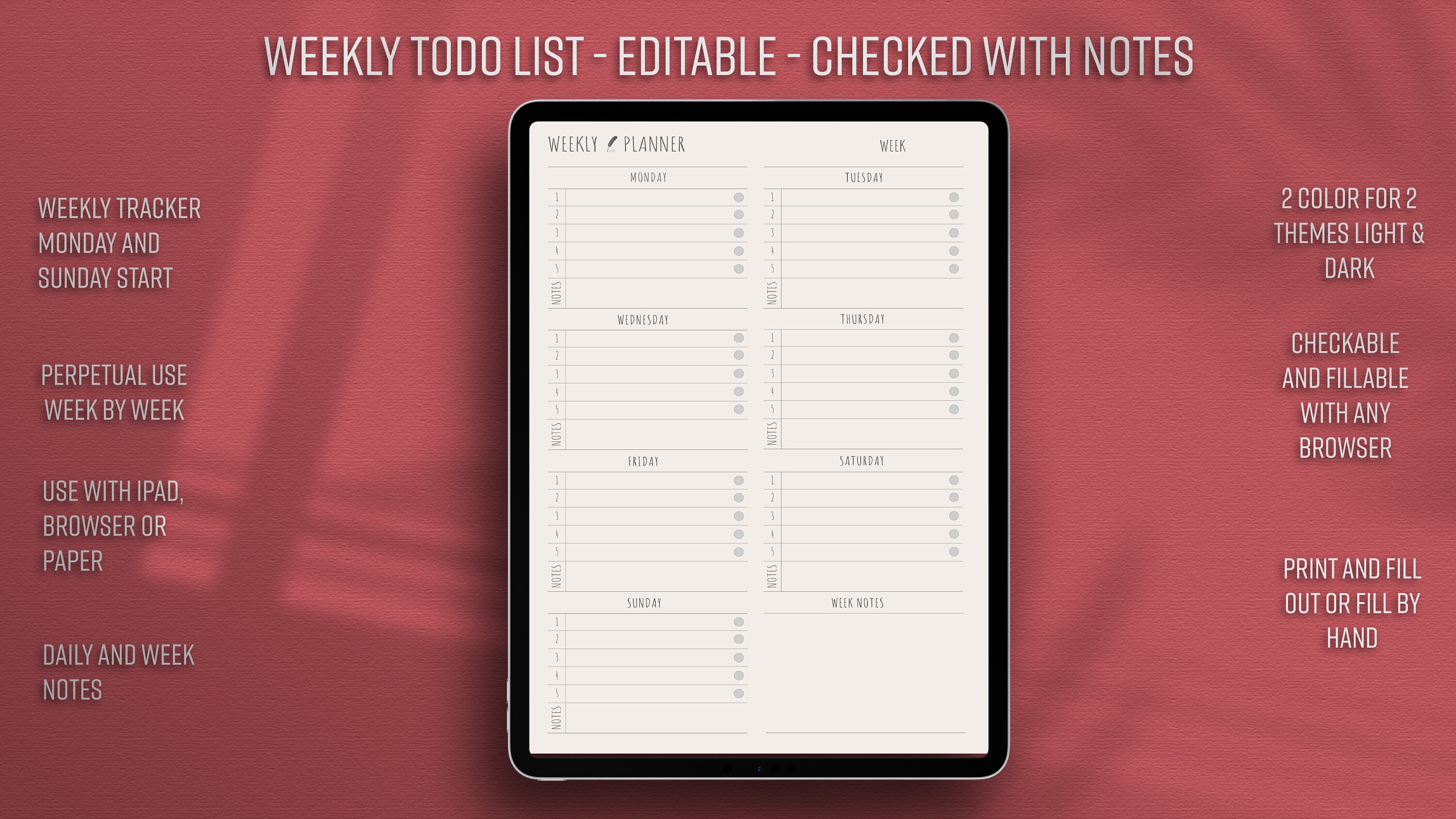 Weekly To Do Horizontal